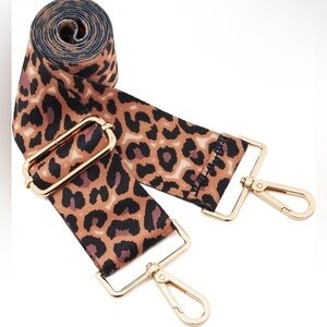 Leopard Print Bag Guitar Replacement Strap with Gold Hardware